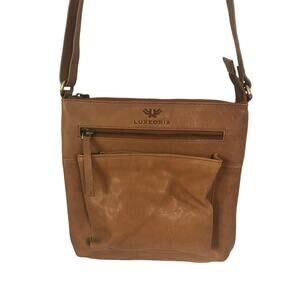 Luxonia Purse Leather Shoulder Crossbody Sling Adjustable Strap Tan Pockets